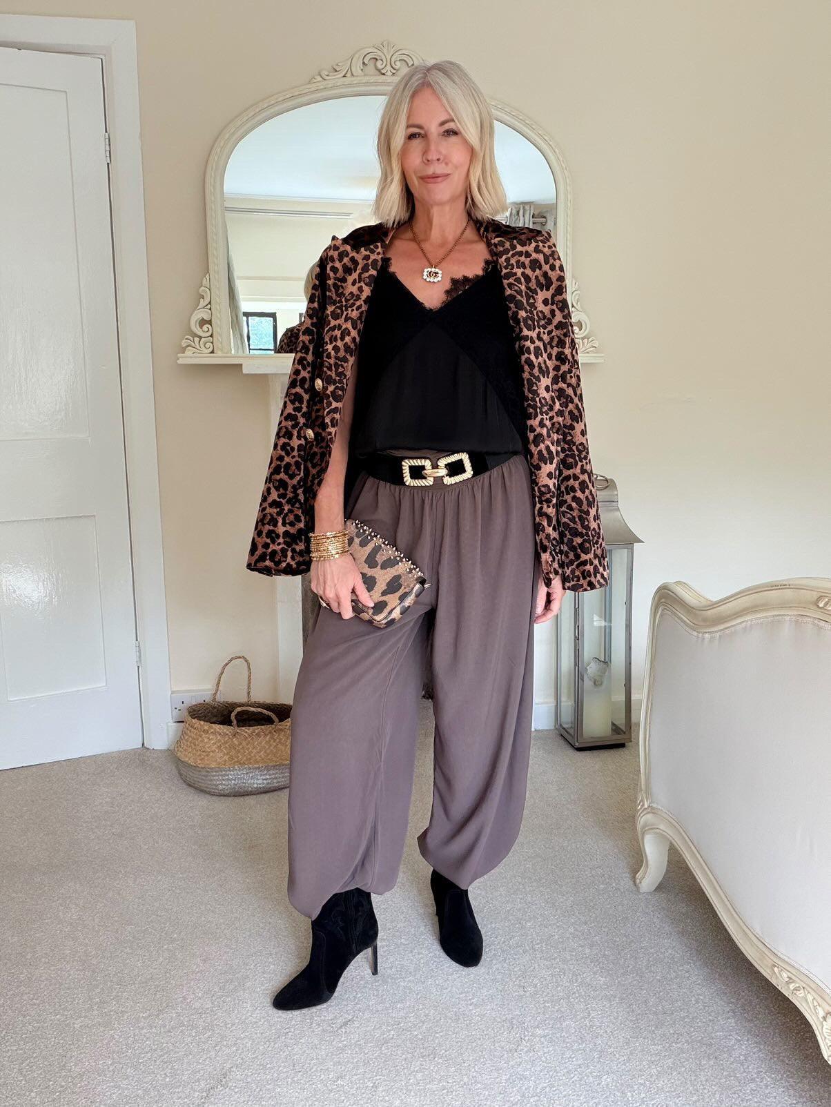 Denim Blue Viscose Balloon Leg Trousers - PRE ORDER