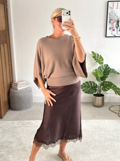 Black 3/4 Sleeve Batwing Jumper