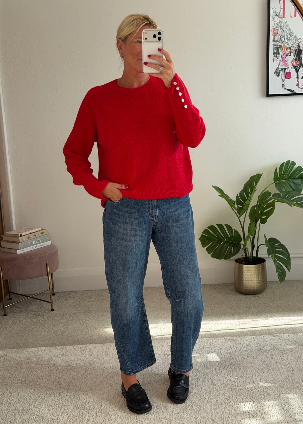 Chocolate Alpaca Mix Button Cuff Jumper