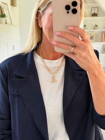 Gold Sonya Two/Tone Watch Chain Necklace - PRE ORDER