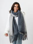 Grey Two-Tone Chunky Soft Scarf