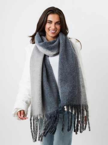 Grey Two-Tone Chunky Soft Scarf