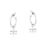 Silver Octavia T Bar Tiny Hoop Earrings