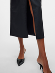 Leah Black Coated Mid Waist Pencil Skirt