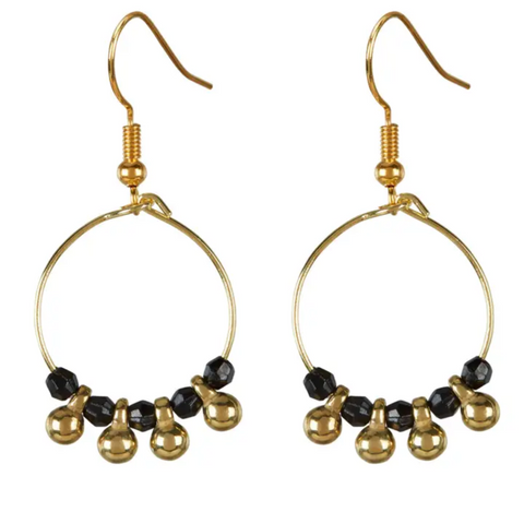 Black/Gold Ball & Bead Earrings