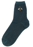 Black Sparkly Socks With Detachable Bee