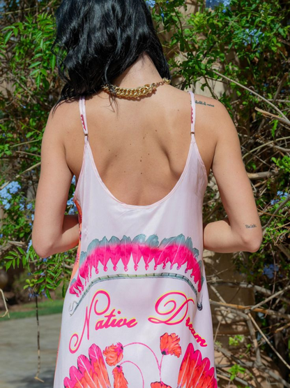 Melina Coral Strappy Contrast Back Maxi Dress