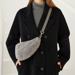 Grey Faux Shearling Bum Bag