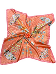 Cream Multi-Floral Pattern Silk Touch Square Scarf