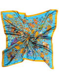 Navy Butterfly Pattern Silk Touch Square Scarf