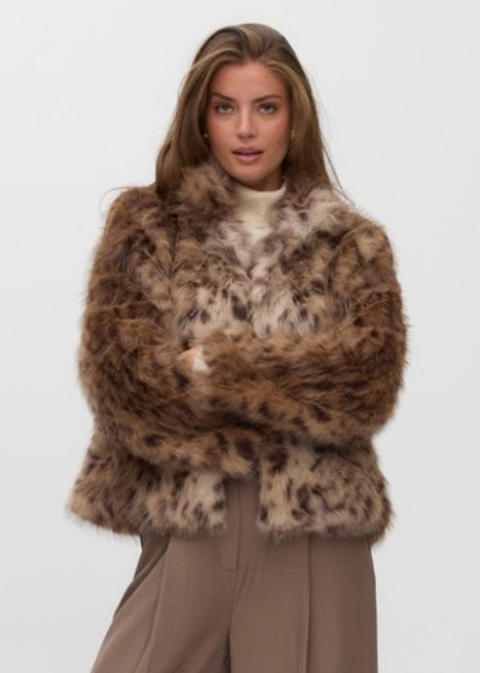 Leo Leopard Faux Fur Jacket