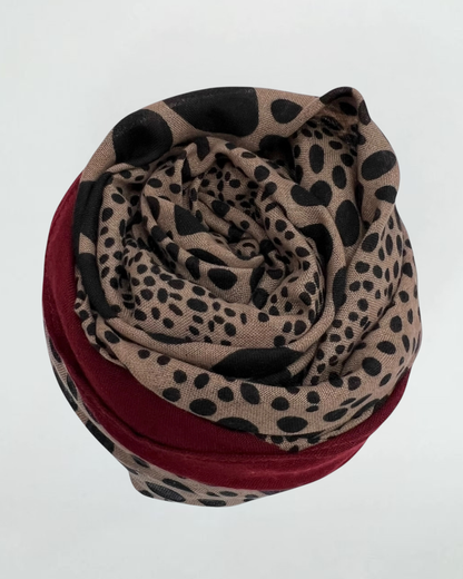 Brown Leopard Dots Print Scarf