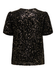 Lana Black/Gold Sequin Puff Sleeve Top