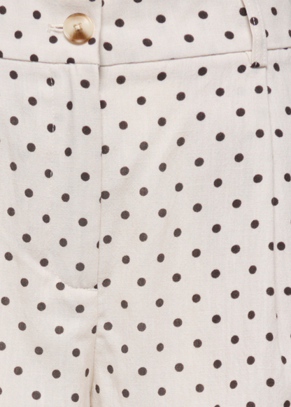 Pumice Stone/Chocolate Polka Dot Tie Front Blouse