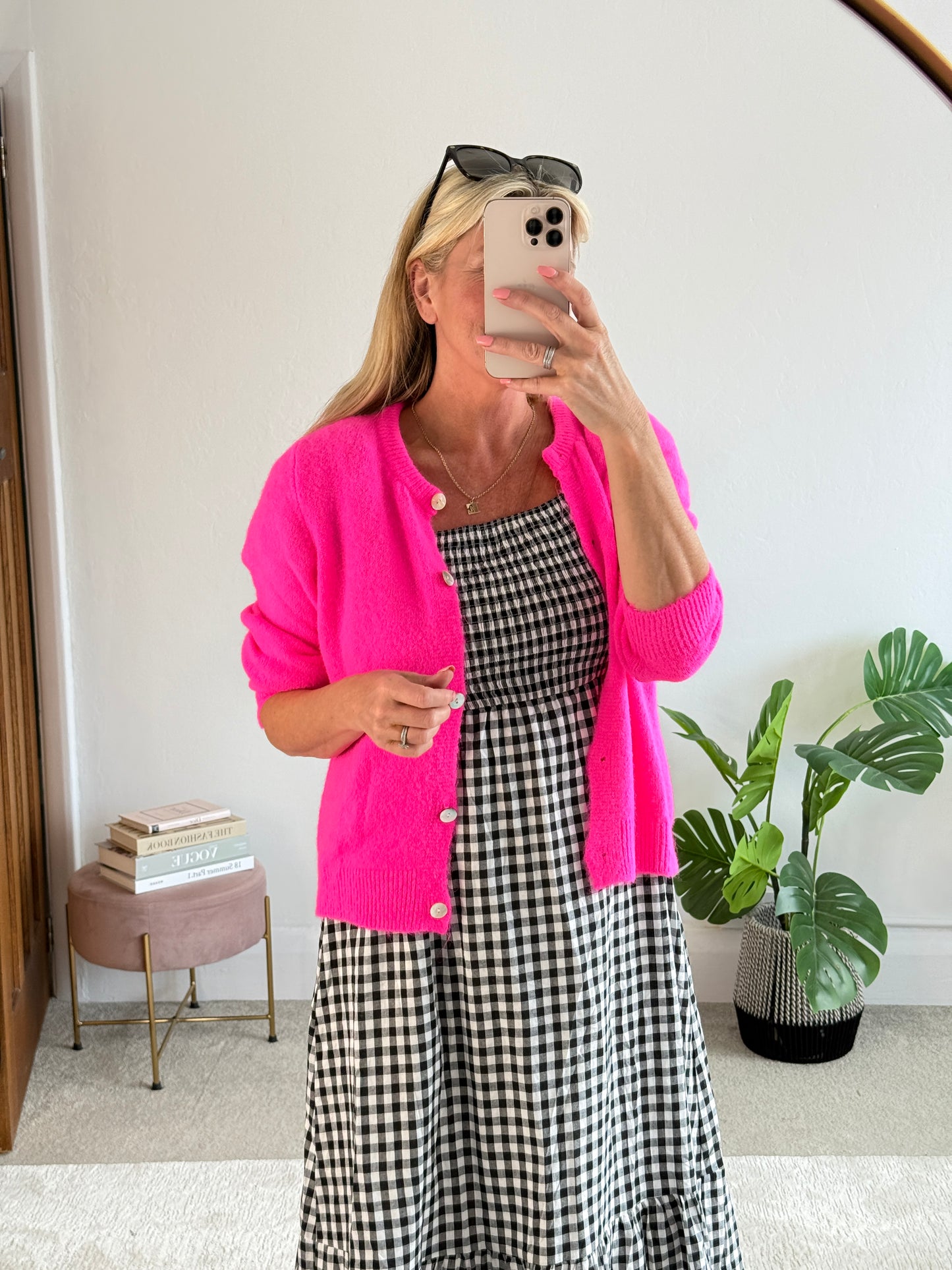 Black/White Gingham Bardot Maxi Dress