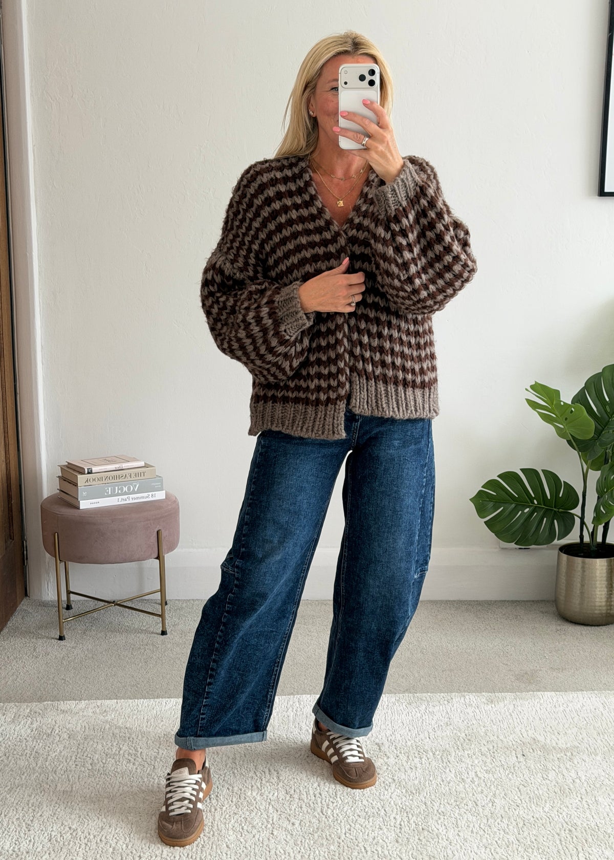 Red/Pink Cosy Stripe Cardigan