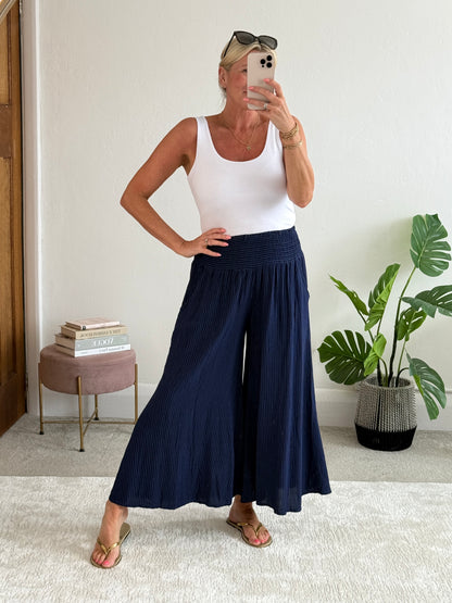 Navy Stripe Palazzo Culottes