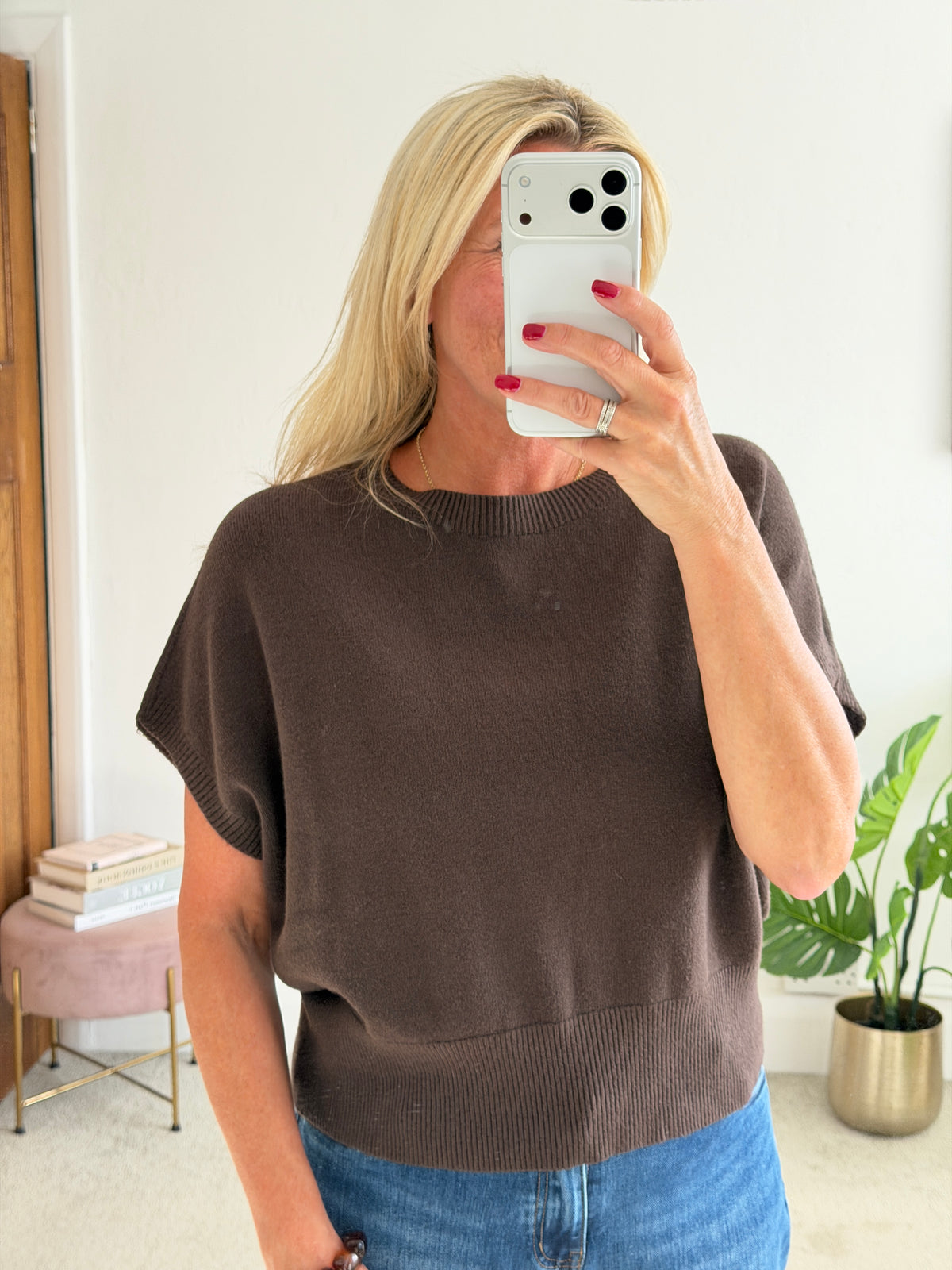 Chocolate S/Sleeve Batwing Jumper