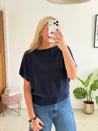 Navy S/Sleeve Batwing Jumper