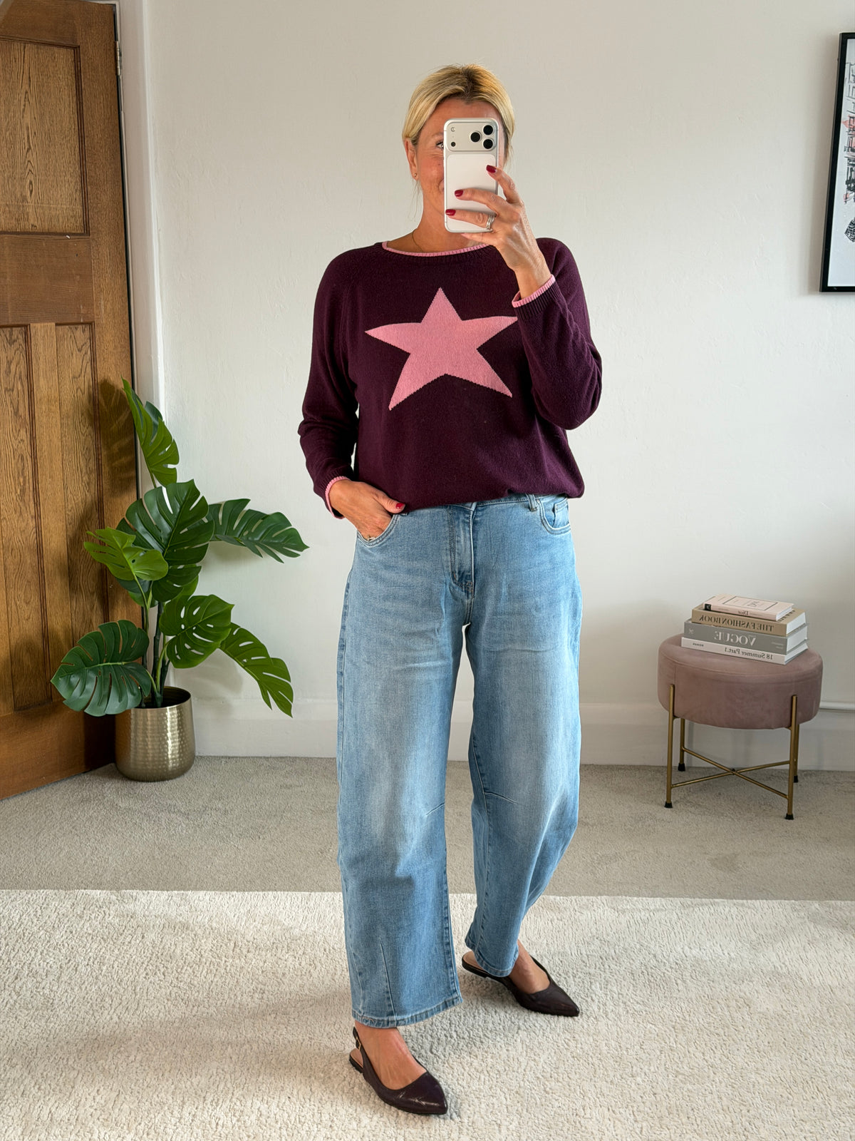 Plum/Pink Cashmere Mix Star Jumper