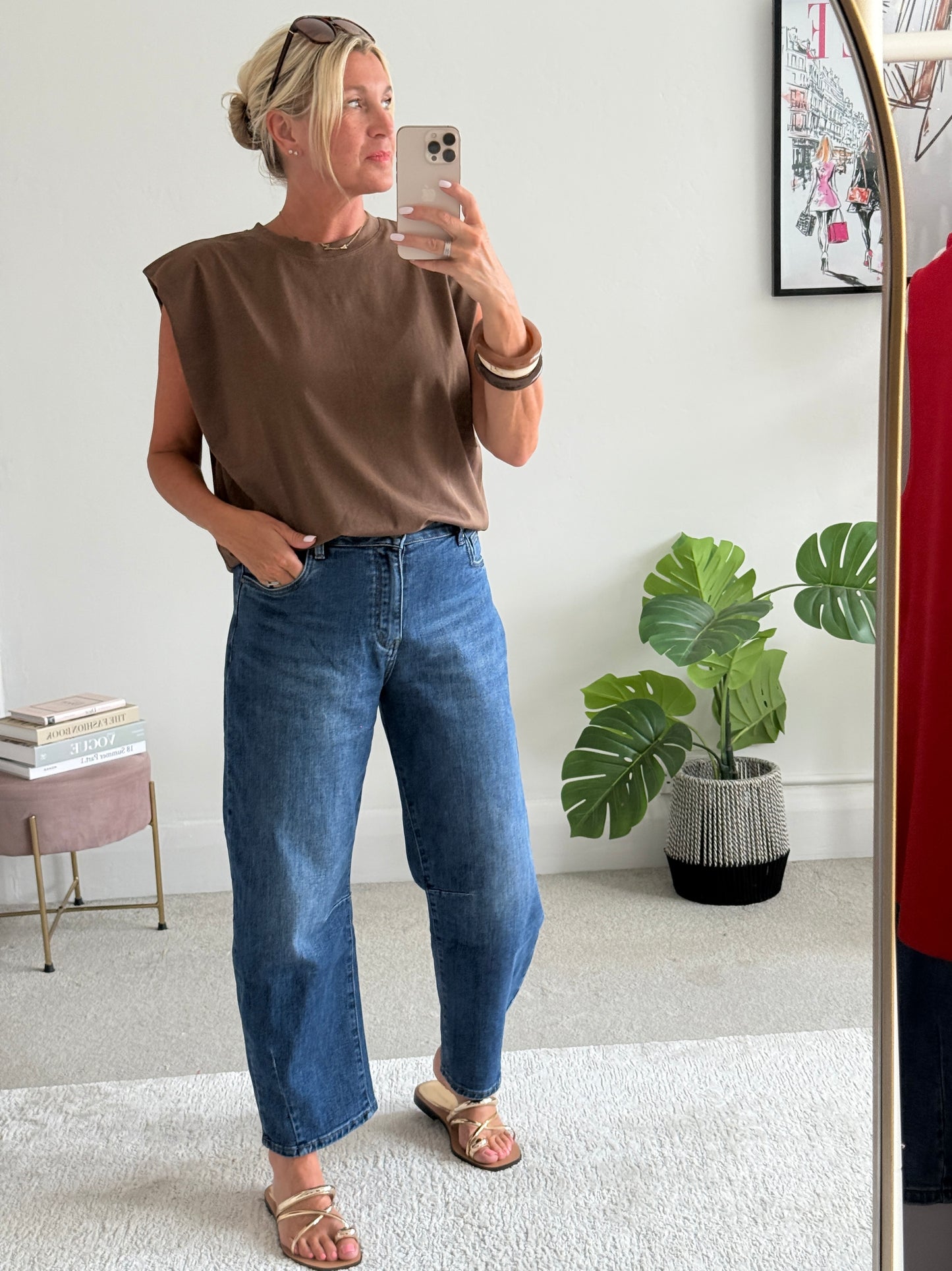 Chocolate Structured Shoulder T-Shirt