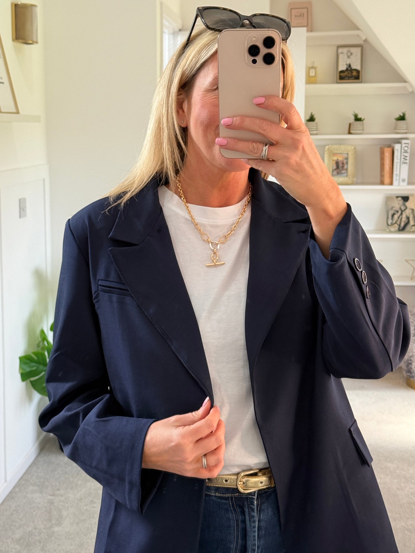 NEW Navy Single Button Plain Blazer