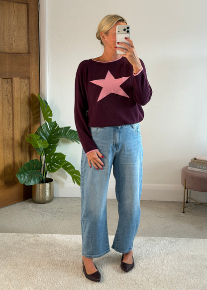 Plum/Pink Cashmere Mix Star Jumper