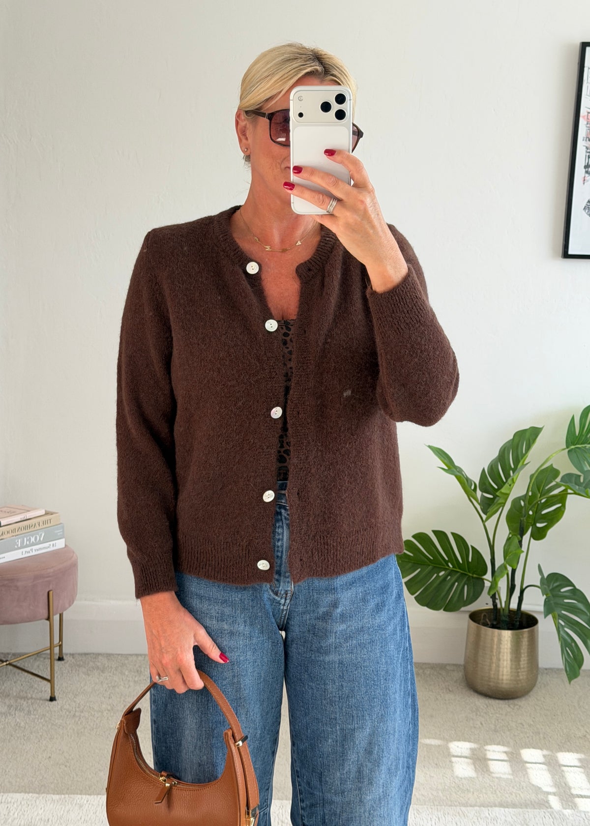 Chocolate Alpaca Mix Button Cardigan