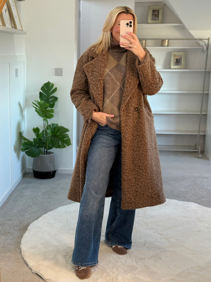 Cappuccino Double Breasted Cosy Coat