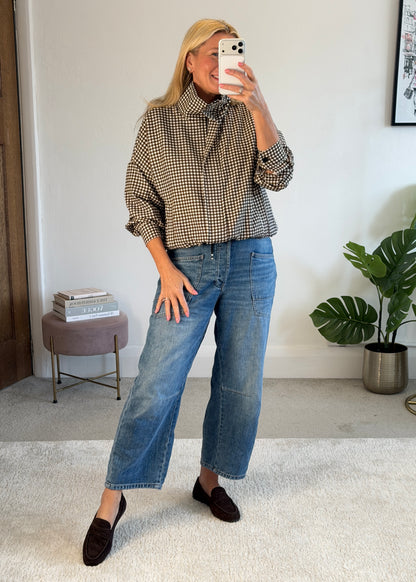 Chocolate Check Funnel Neck Jacket