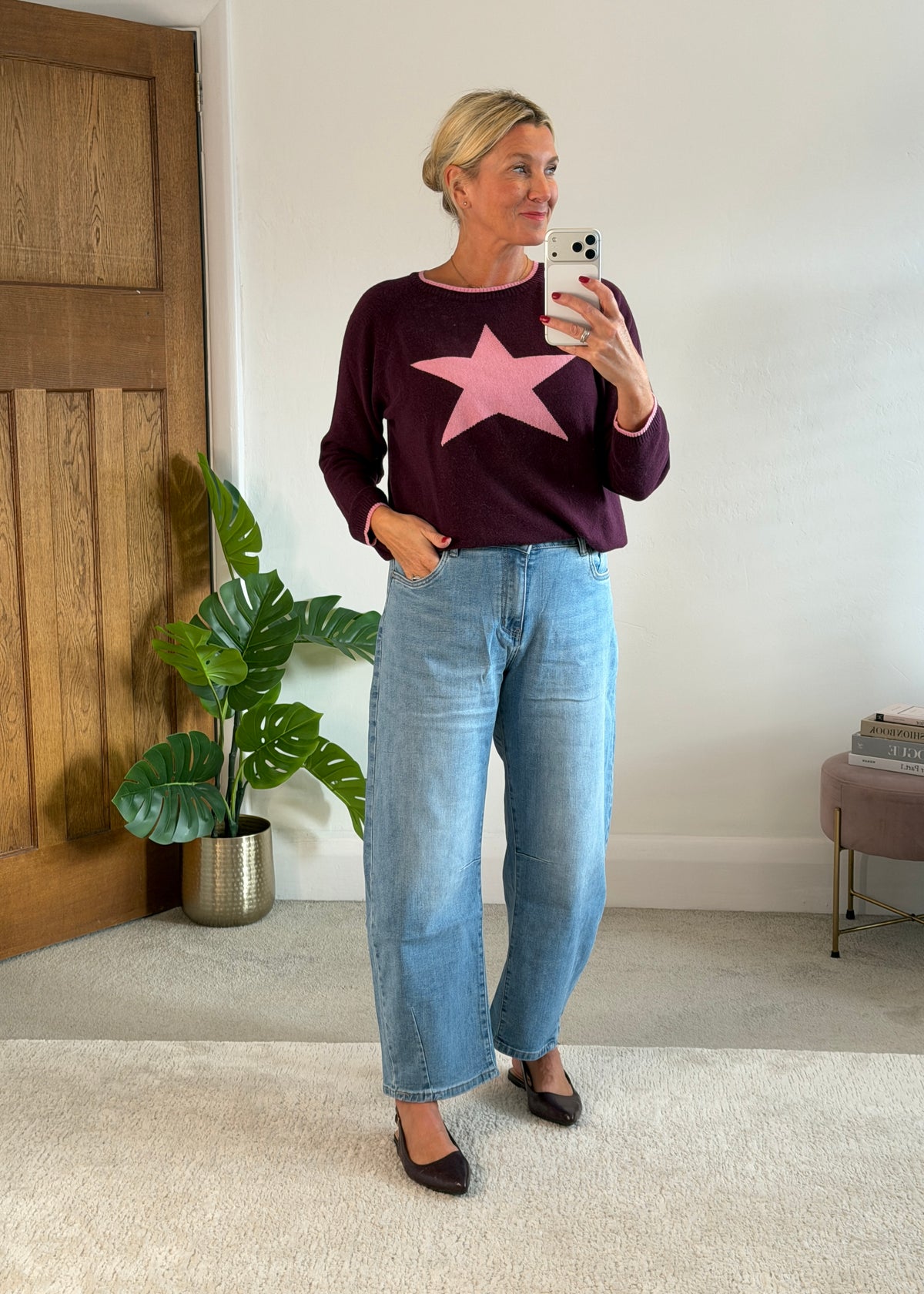Plum/Pink Cashmere Mix Star Jumper
