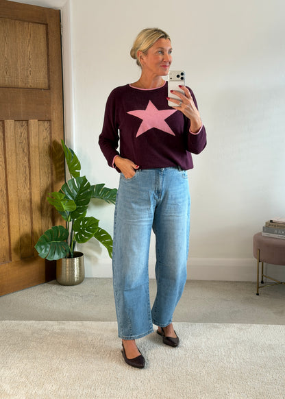 Plum/Pink Cashmere Mix Star Jumper