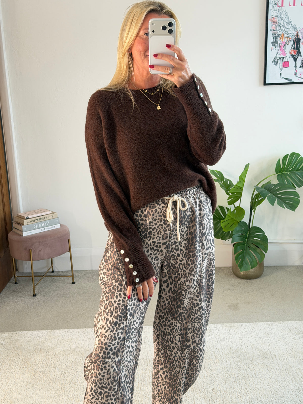 Small Leopard Print Barrel Joggers