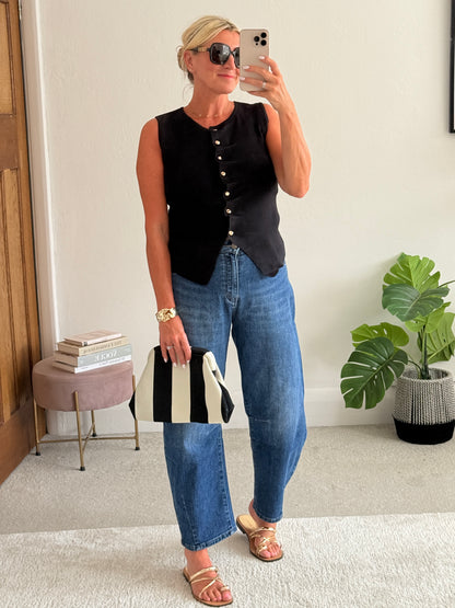 Black Tailored Knit Waistcoat