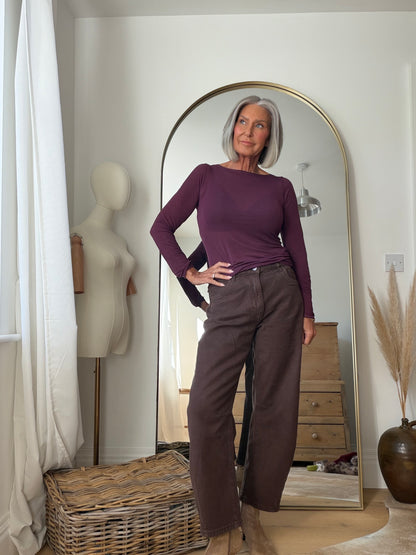 Livia Chocolate Cropped Barrel Jeans