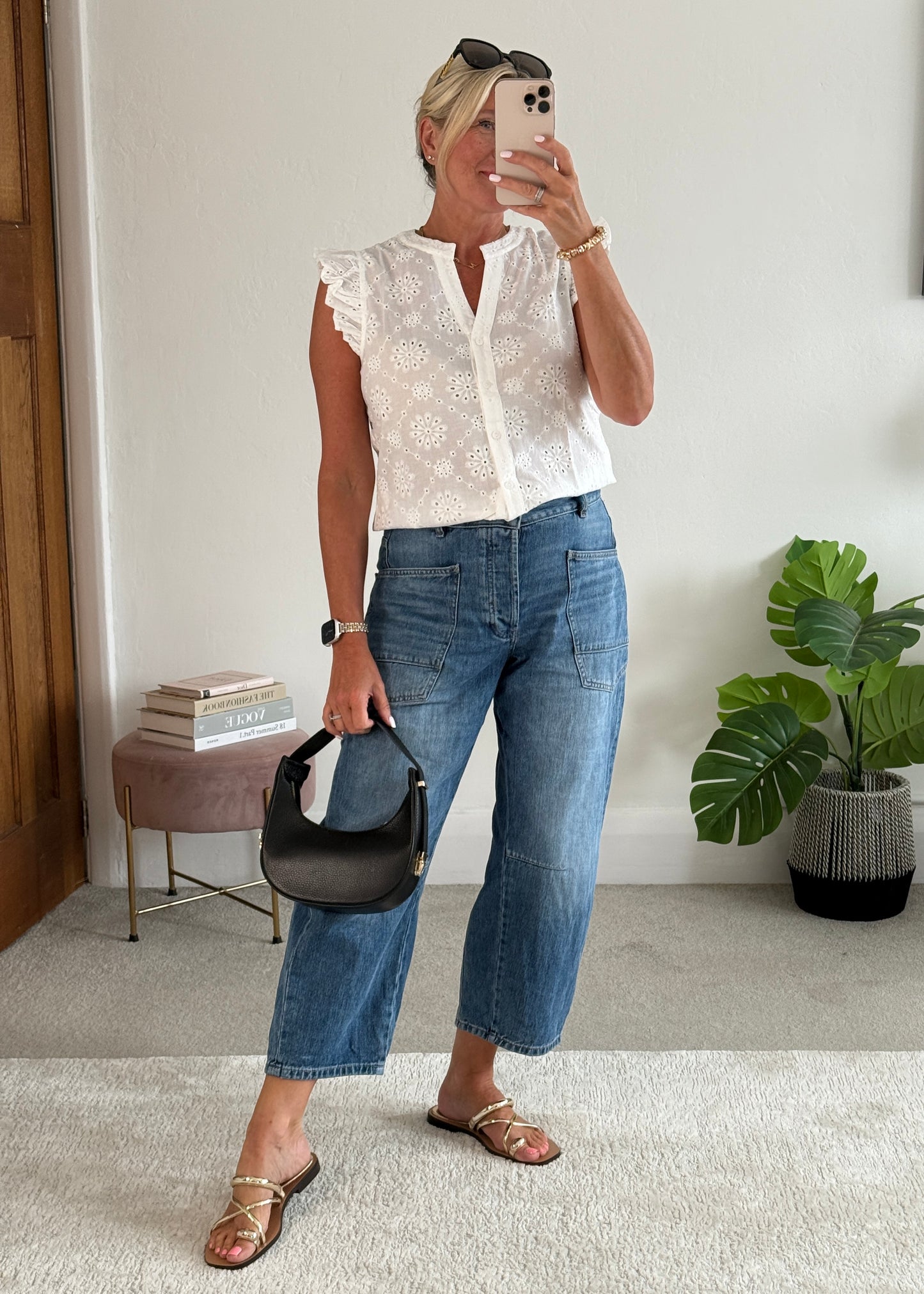 White Floral Broderie Anglaise Blouse
