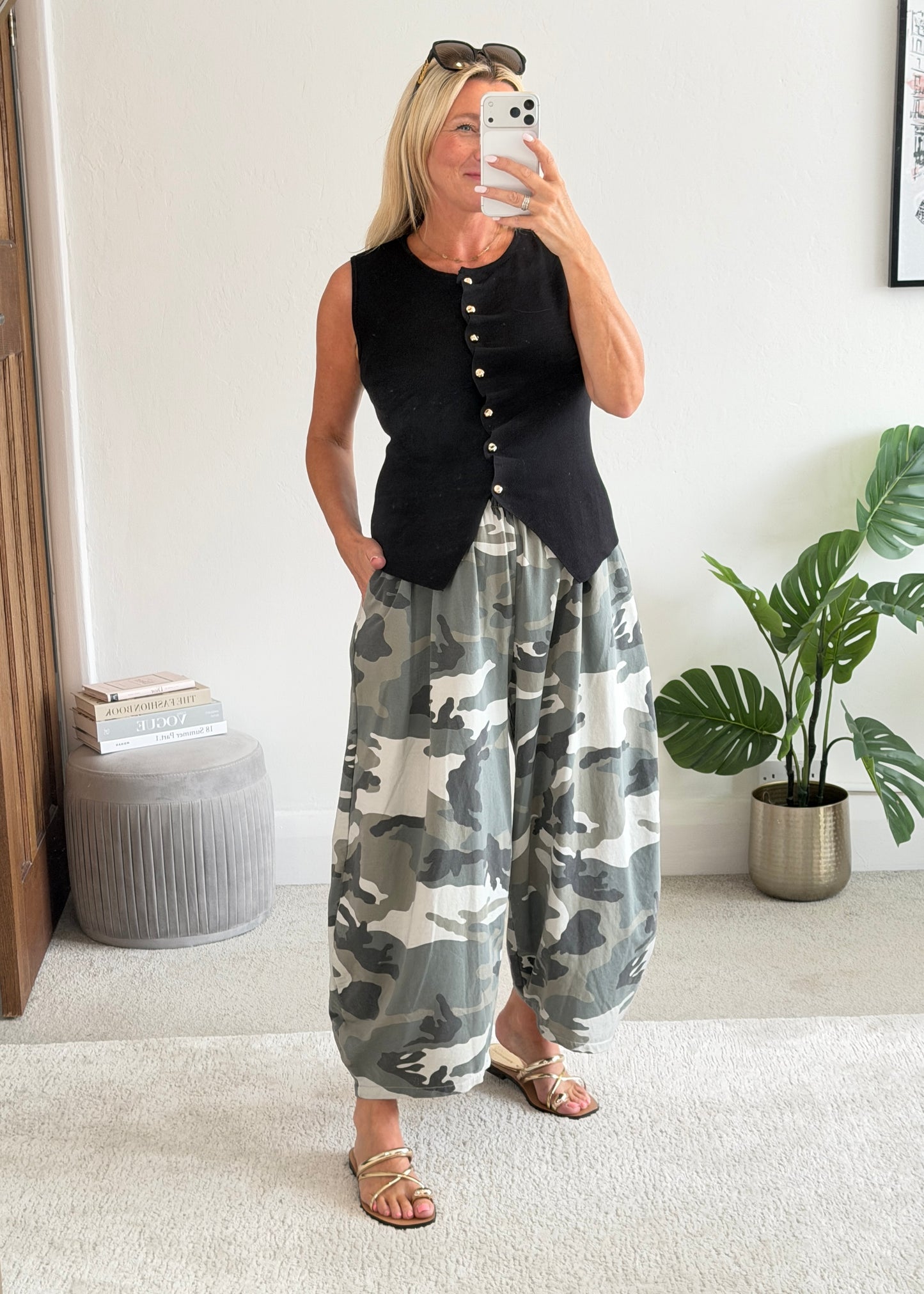 Camouflage Print Cocoon Trousers