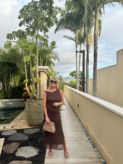 Brown Polka Dot One Shoulder Dress