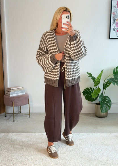 Mocha/Cream Cosy Stripe Cardigan