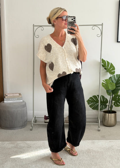 Mocha/Bordeaux Oversized Heart Cardigan
