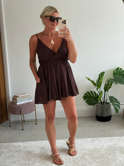 Chocolate V-Neck Playsuit