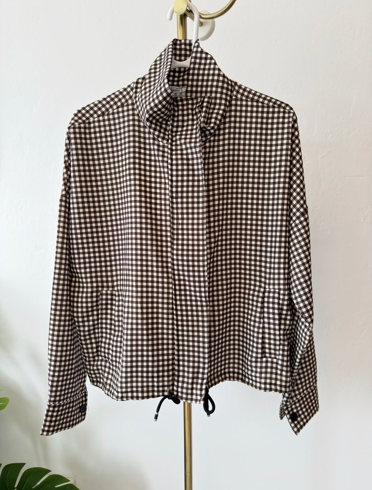 Chocolate Check Funnel Neck Jacket