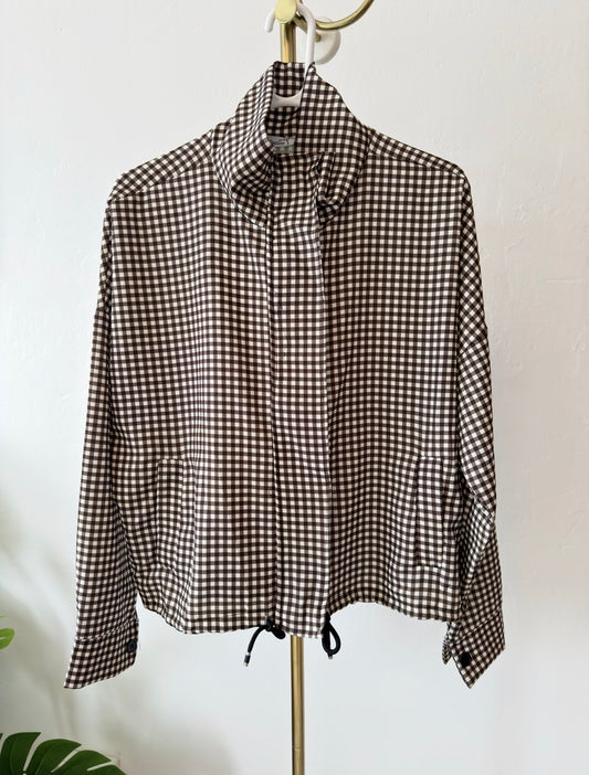 Chocolate Check Funnel Neck Jacket