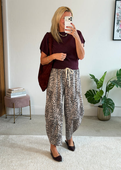 Small Leopard Print Barrel Joggers