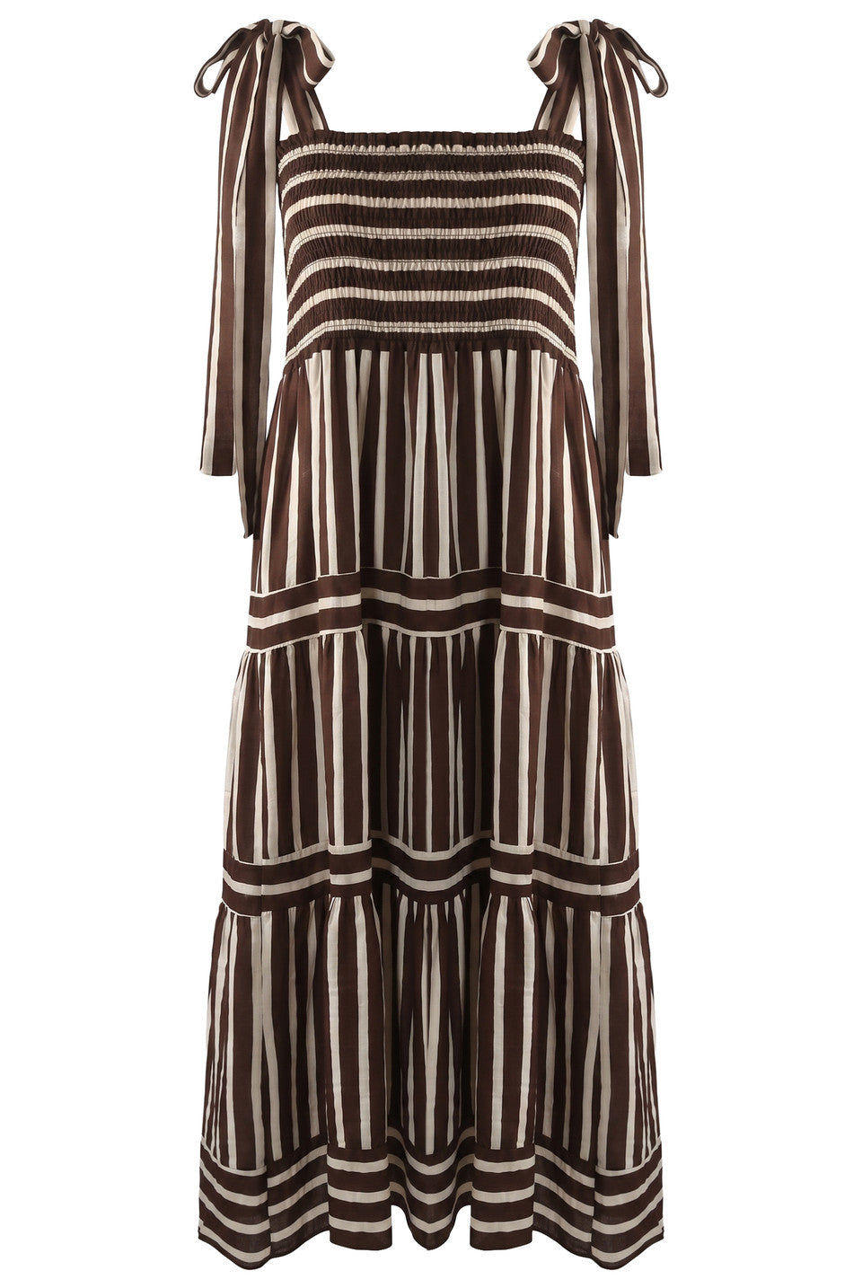 Pink/Red Striped Shirred Maxi Dress