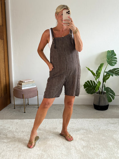 Chocolate Stripe Dungaree Playsuit