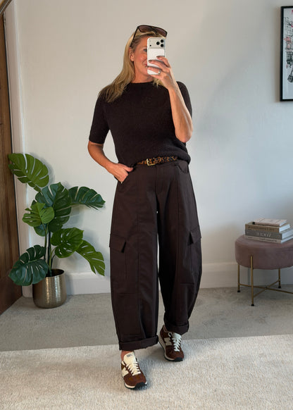 Chocolate Barrel Leg Cargo Trousers