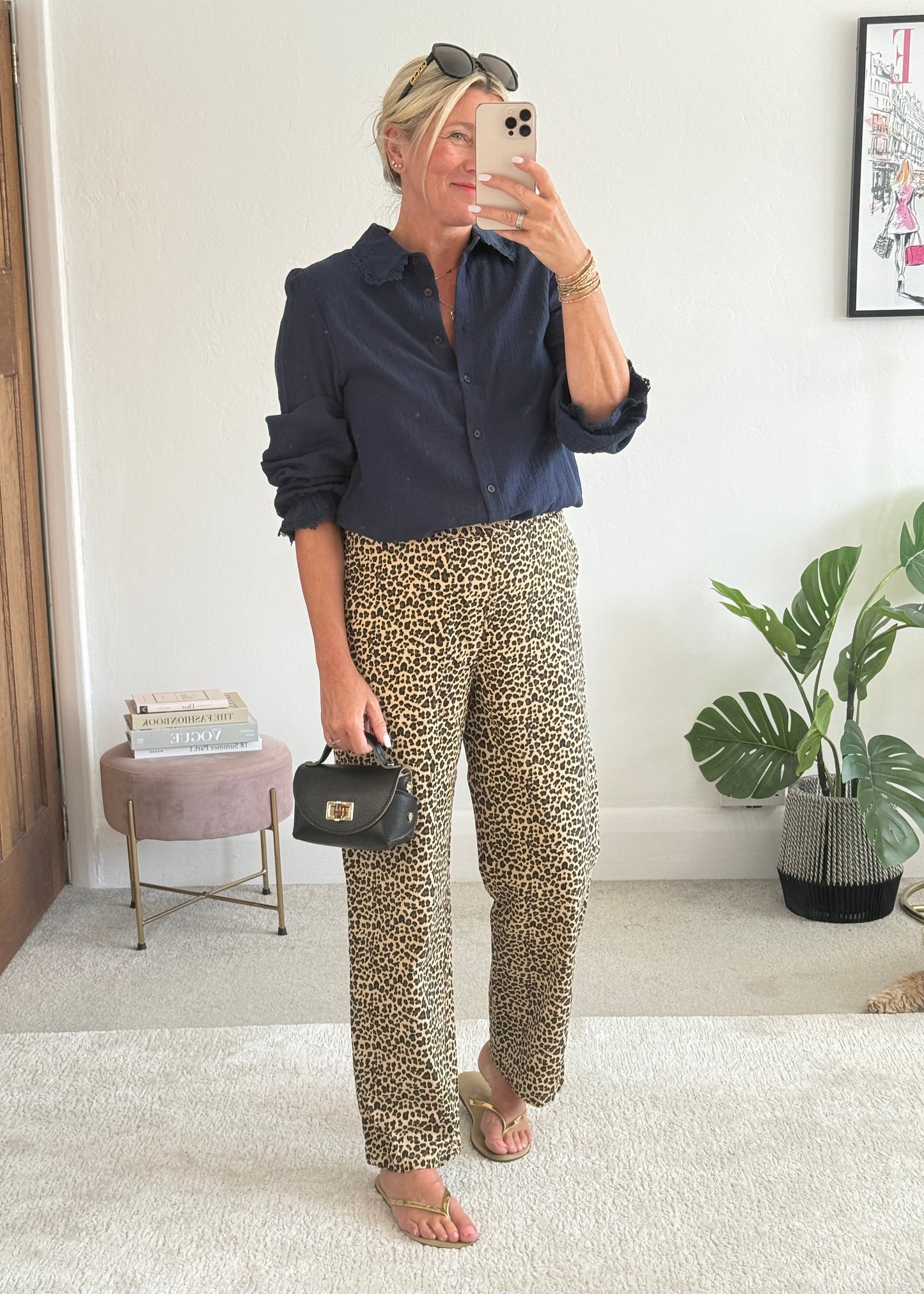 Leopard Print Straight Leg Trousers