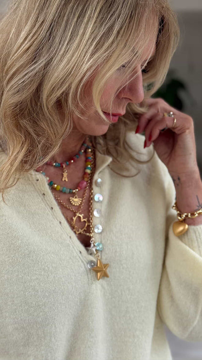 Papaya Alpaca Mix Button Jumper