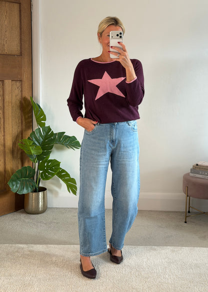 Plum/Pink Cashmere Mix Star Jumper